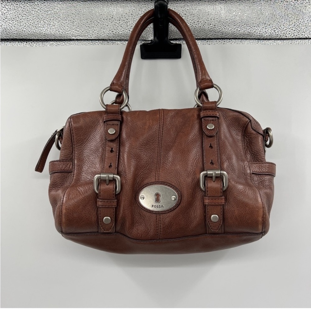 Fossil Maddox Chestnut Handle Soft Leather bag with metal Fossil logo